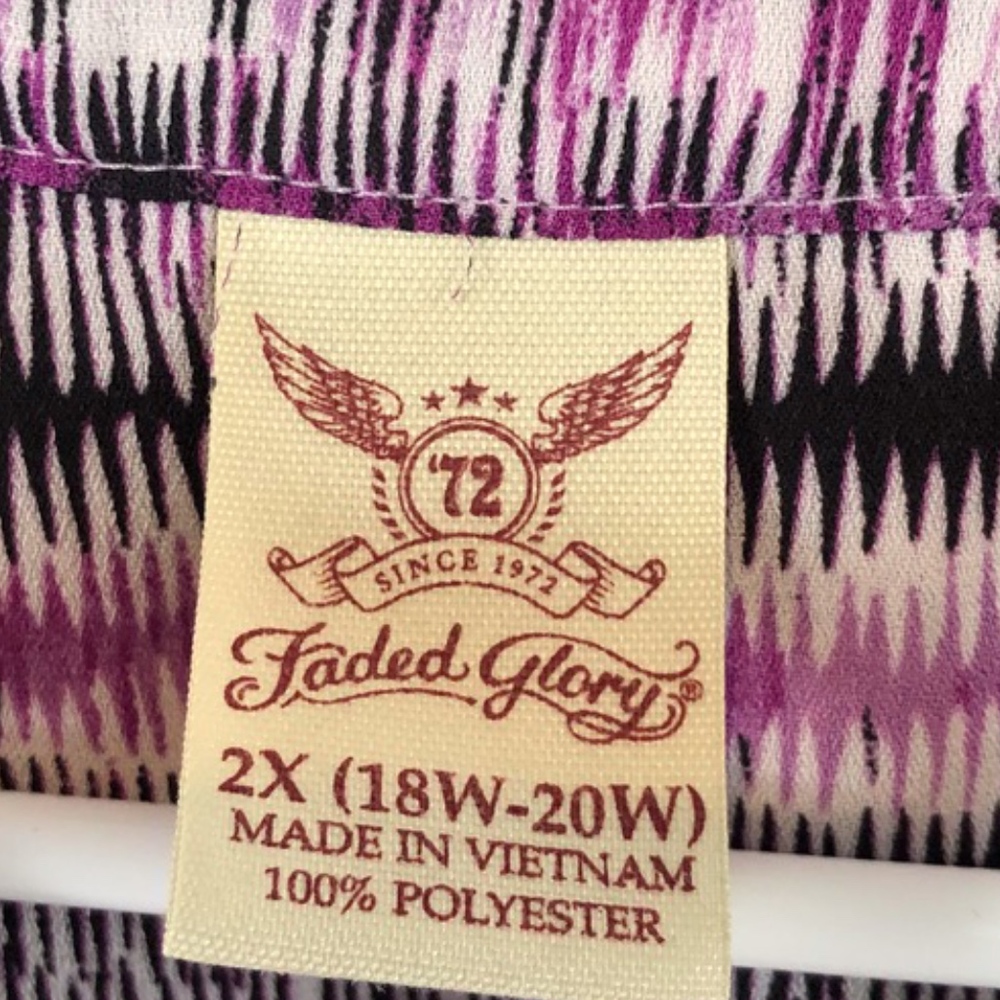 FADED GLORY 3/4 SLEEVE BLOUSE RIPPED 2X - Picture 7 of 8